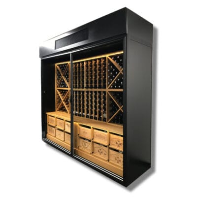 wine wall with solid oak racks